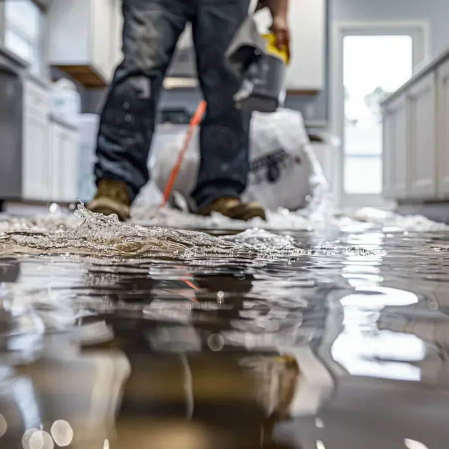 Standing floodwater across the ground floor of a South Shore Harbour home